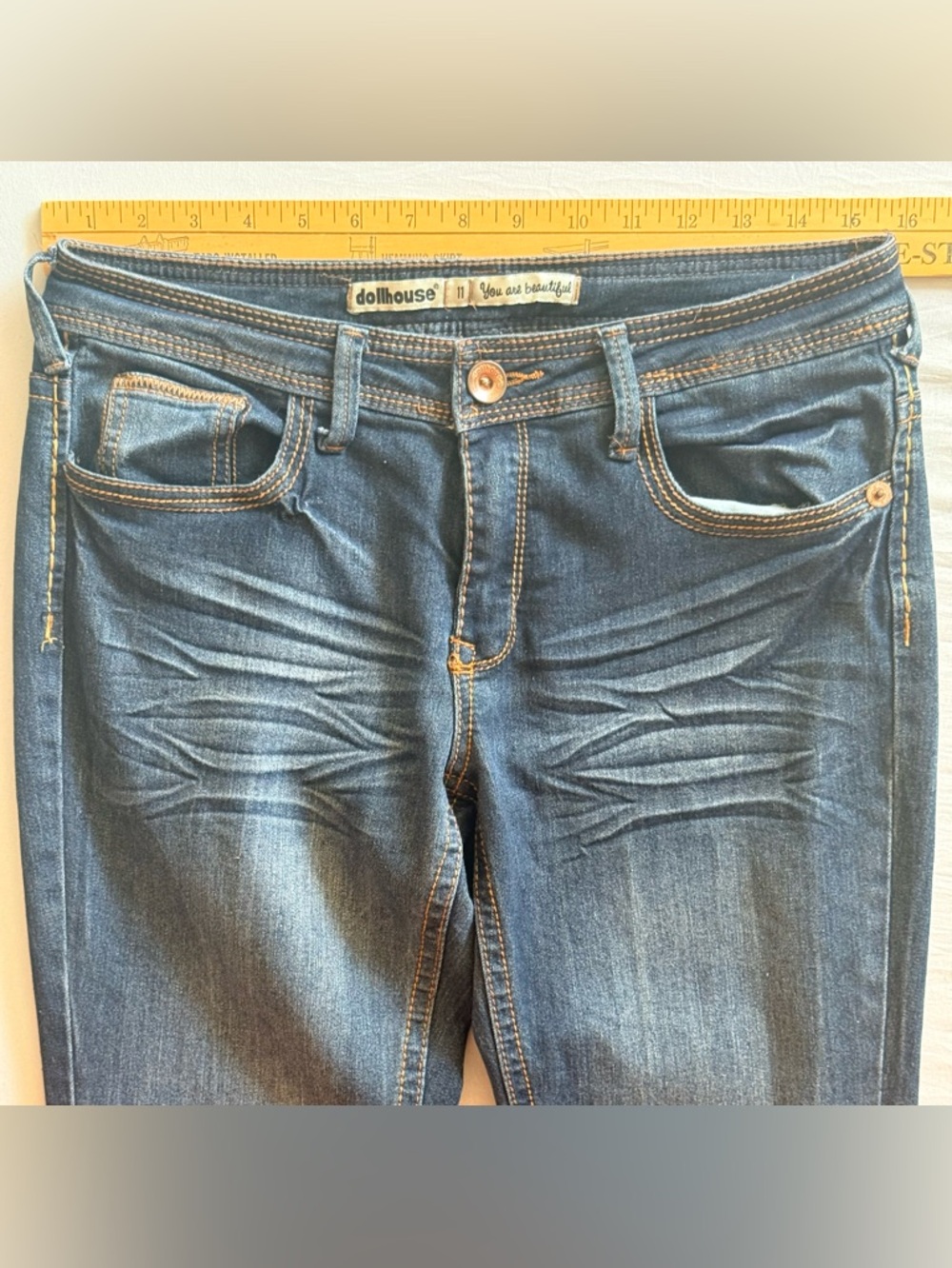 Dollhouse Dark Blue Flared Jeans - Picture 3 of 11